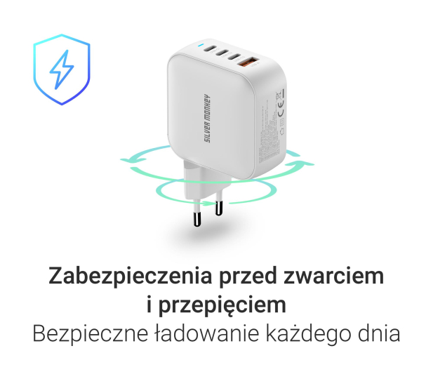 Silver Monkey Ładowarka GaN Smart Quadro 100W PD Biała - 1417250 - zdjęcie 5